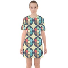 Circles Round Pattern Sphere Ball Sixties Short Sleeve Mini Dress by Sabxi