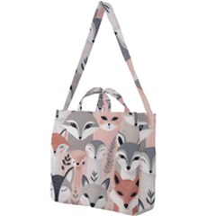 Fox Square Shoulder Tote Bag by DinkovaArt