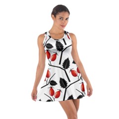Rose Hip Pattern Branches Autumn Cotton Racerback Dress