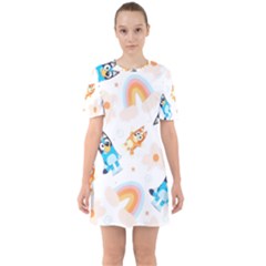 Bluey, Bluey Merch, Bluey Pattern, Bluey Bluey, Bingo, Bluey Design, Bluey Dog Sixties Short Sleeve Mini Dress by avitendut