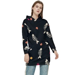 Pattern Design Seamless Fishbone Women s Long Oversized Pullover Hoodie