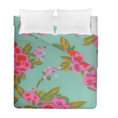 Mid Century Retro Floral 1970s 1960s Pattern 81 Duvet Cover Double Side (full/ Double Size) by violetheavensky