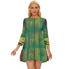 Nature Swamp Water Sunset Spooky Night Reflections Bayou Lake Long Sleeve Babydoll Dress by Posterlux