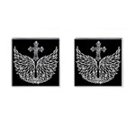 Bling Wings and Cross Square Cuff Links Front(Pair)