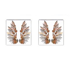 Brown Feather Wing Square Cuff Links by artattack4all