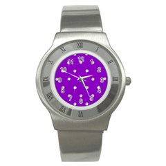 Royal Purple Sparkle Bling Stainless Steel Watch (round) by artattack4all