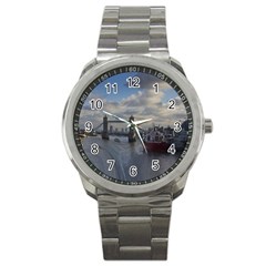 Thames Waterfall Color Stainless Steel Sports Watch (round) by Londonimages