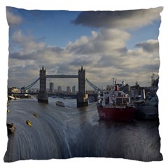 Thames Waterfall Color Large Cushion Case (one Side) by Londonimages