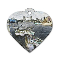 River Thames Art Single-sided Dog Tag (heart) by Londonimages