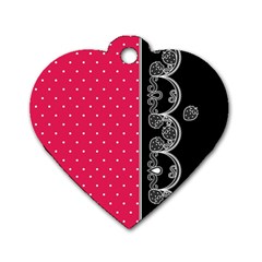 Lace Dots With Black Pink Dog Tag Heart (two Sides) by strawberrymilk