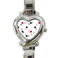 Strawberry Dots Black Heart Italian Charm Watch by strawberrymilk