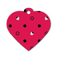 Strawberry Dots Black With Pink Dog Tag Heart (one Side) by strawberrymilk