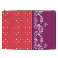 Lace Dots With Violet Rose Cosmetic Bag (xxl)