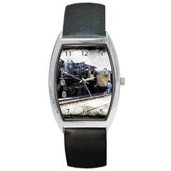 The Steam Train Black Leather Watch (tonneau) by AkaBArt