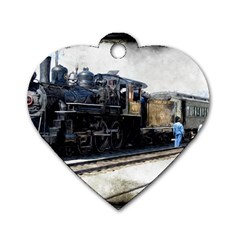 The Steam Train Twin-sided Dog Tag (heart) by AkaBArt