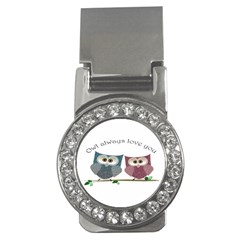 Owl Always Love You, Cute Owls Money Clip With Gemstones (round) by DigitalArtDesgins