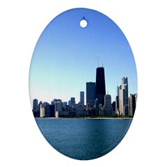 Chicago Skyline Oval Ornament by canvasngiftshop