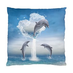 The Heart Of The Dolphins Cushion Case (one Side) by gatterwe