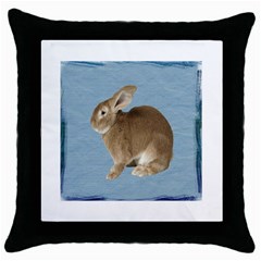 Cute Bunny Black Throw Pillow Case by mysticalimages