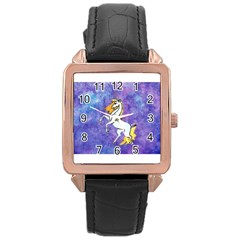 Unicorn Ii Rose Gold Leather Watch  by mysticalimages