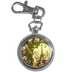 Floral Eiffel Tower Vintage French Paris Key Chain & Watch by chicelegantboutique