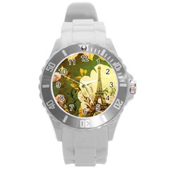 Floral Eiffel Tower Vintage French Paris Plastic Sport Watch (large) by chicelegantboutique