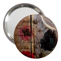 Vintage Bird Poppy Flower Botanical Art 3  Handbag Mirror by chicelegantboutique