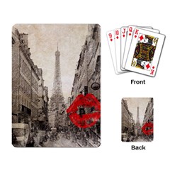 Elegant Red Kiss Love Paris Eiffel Tower Playing Cards Single Design by chicelegantboutique