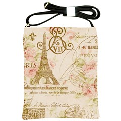 Floral Eiffel Tower Vintage French Paris Art Shoulder Sling Bag by chicelegantboutique