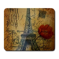 Vintage Stamps Postage Poppy Flower Floral Eiffel Tower Vintage Paris Large Mouse Pad (rectangle)