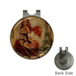 Vintage Newspaper Print Sexy Hot Gil Elvgren Pin Up Girl Paris Eiffel Tower Hat Clip with Golf Ball Marker Front