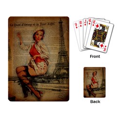  Vintage Newspaper Print Pin Up Girl Paris Eiffel Tower Funny Vintage Retro Nurse  Playing Cards Single Design