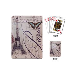 Vintage Scripts Floral Scripts Butterfly Eiffel Tower Vintage Paris Fashion Playing Cards (mini) by chicelegantboutique