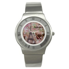 Girly Bee Crown  Butterfly Paris Eiffel Tower Fashion Stainless Steel Watch (unisex) by chicelegantboutique