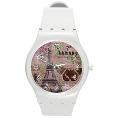 Girly Bee Crown  Butterfly Paris Eiffel Tower Fashion Plastic Sport Watch (medium) by chicelegantboutique