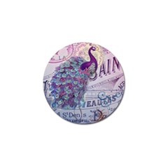 French Scripts  Purple Peacock Floral Paris Decor Golf Ball Marker 4 Pack by chicelegantboutique