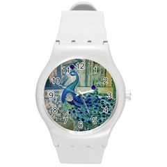 French Scripts Vintage Peacock Floral Paris Decor Plastic Sport Watch (medium) by chicelegantboutique