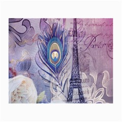 Peacock Feather White Rose Paris Eiffel Tower Glasses Cloth (small, Two Sided) by chicelegantboutique