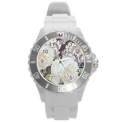 Elegant White Rose Vintage Damask Plastic Sport Watch (large) by chicelegantboutique