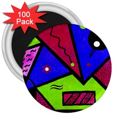 Modern Art 3  Button Magnet (100 Pack)