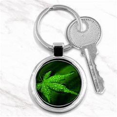 Leaf With Drops Key Chain (round)