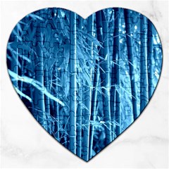 Blue Bamboo Jigsaw Puzzle (heart) by Siebenhuehner