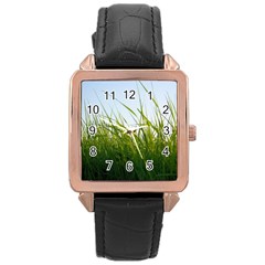 Grass Rose Gold Leather Watch  by Siebenhuehner