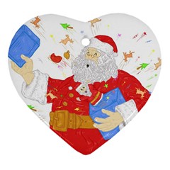 Santa Surprise Heart Ornament