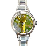 Bamboo Round Italian Charm Watch Front