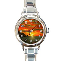 Alyssa s Sunset By Ave Hurley Artrevu - Round Italian Charm Watch