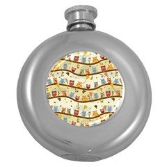 Autumn Owls Hip Flask (round)