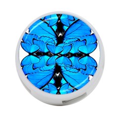 Butterfly Art Blue&cyan 4-port Usb Hub (two Sides)