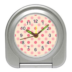 Pale Pink Polka Dots Desk Alarm Clock by Colorfulart23