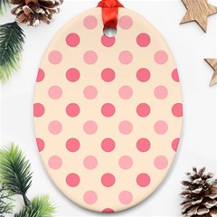 Pale Pink Polka Dots Oval Ornament (two Sides) by Colorfulart23